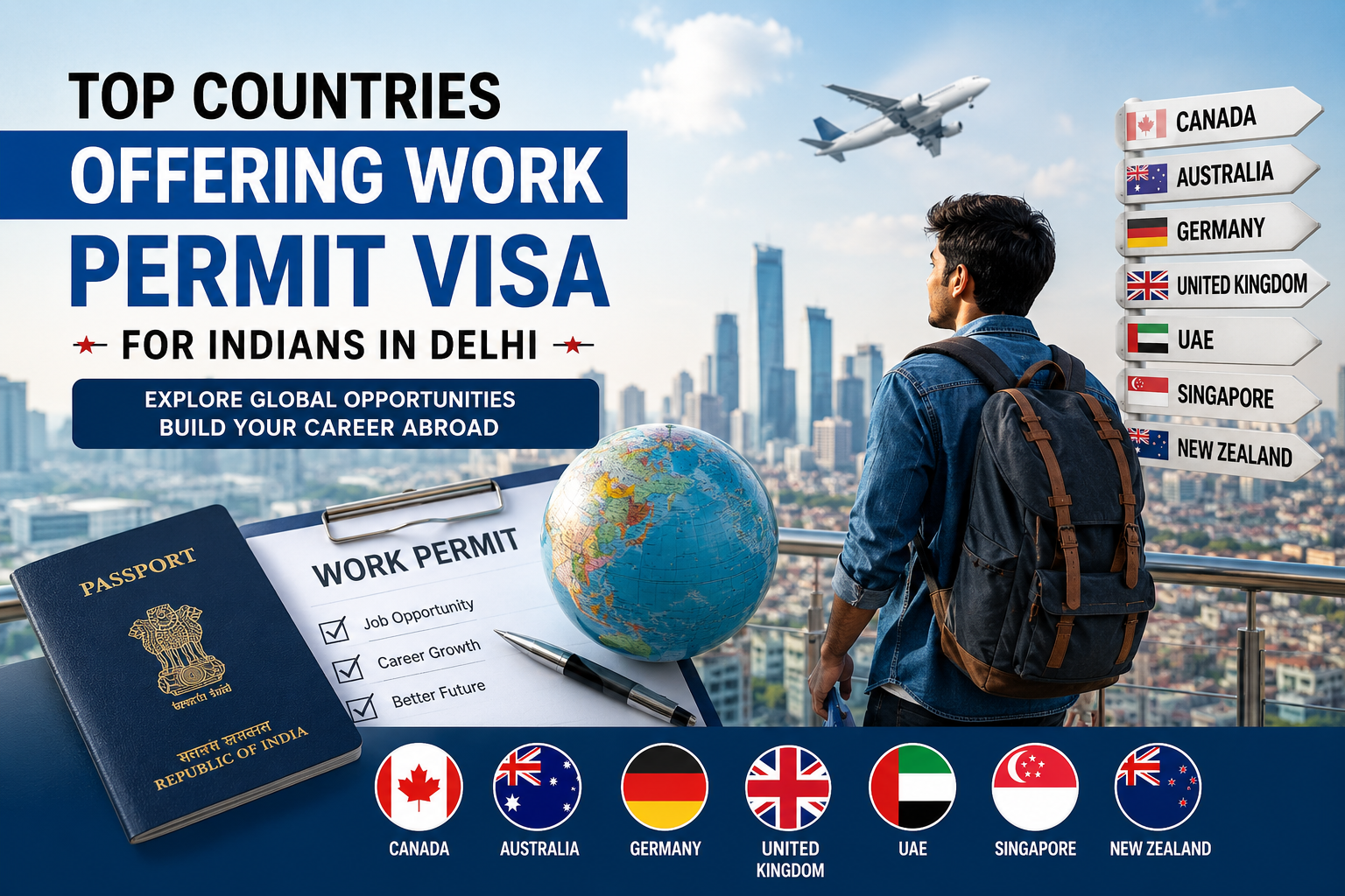 Top Countries Offering Work Permit Visa for Indians in Delhi